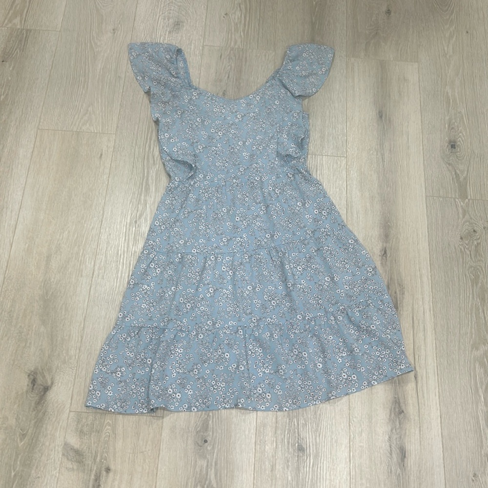 Baby blue dress with white flowers